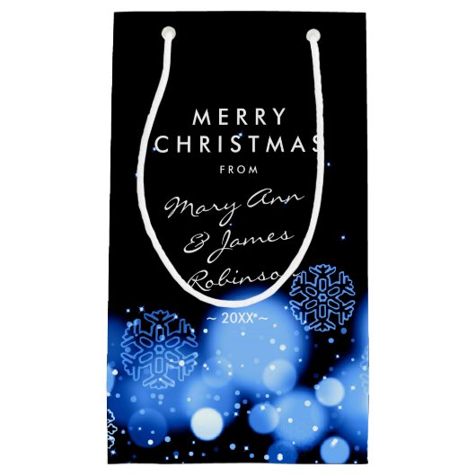 Merry kerst Elegant Winter Wonder Blue Klein Cadeauzakje (Voorkant)