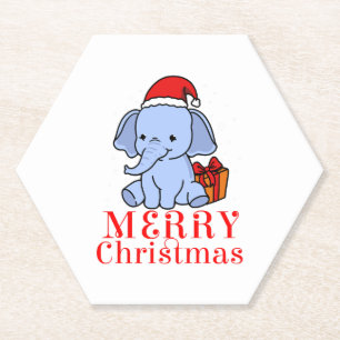 Merry kerst Elephant Kartonnen Onderzetters