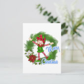 Merry kerst Elf Feestdagenkaart (Staand voorkant)