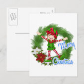 Merry kerst Elf Feestdagenkaart (Voorkant / Achterkant)