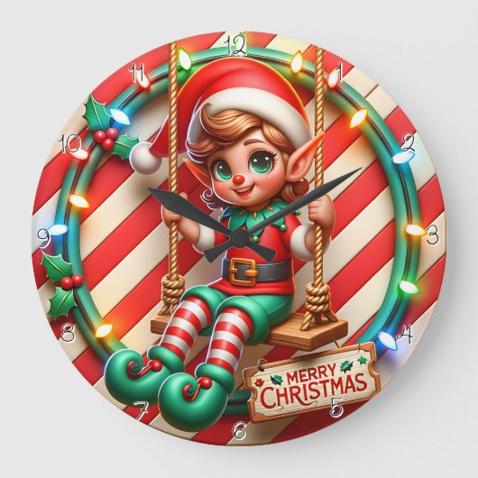 Merry kerst Elf Grote Klok (Voorkant)