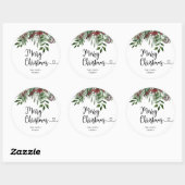 Merry kerst evergreen ronde sticker (Vel)