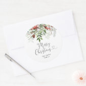 Merry kerst evergreen ronde sticker (Envelop)
