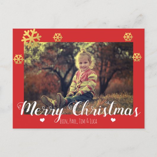 Merry kerst Faux Gold Snowflakes Feestdagenkaart (Voorkant)