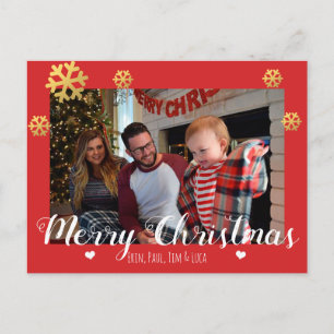 Merry kerst Faux Gold Snowflakes Feestdagenkaart