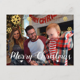 Merry kerst Faux Gold Snowflakes Feestdagenkaart