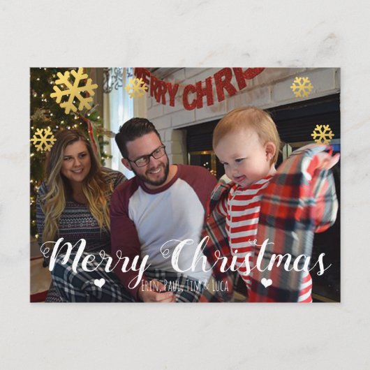 Merry kerst Faux Gold Snowflakes Feestdagenkaart (Voorkant)