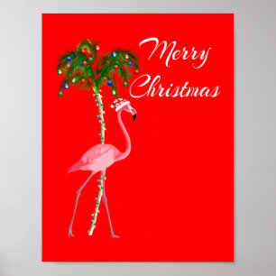Merry kerst Flamingo Poster
