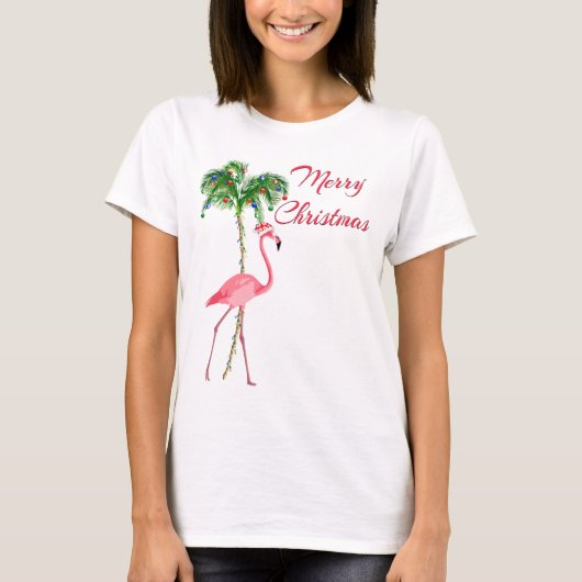 Merry kerst Flamingo T-shirt (Voorkant)