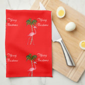 Merry kerst Flamingo Theedoek (Quarter Fold)