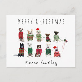 Merry kerst fleece navidog knits jumper briefkaart