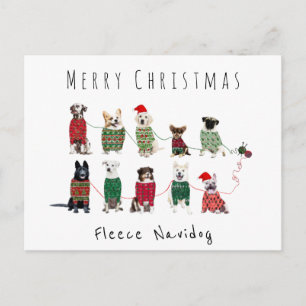 Merry kerst fleece navidog knits jumper briefkaart