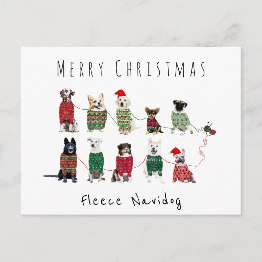Merry kerst fleece navidog knits jumper briefkaart (Voorkant)