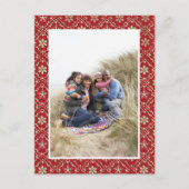 Merry kerst Foto Red Green Pattern Elegant Feestdagenkaart (Voorkant)