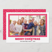Merry kerst Foto Red Typography Holiday Feestdagenkaart (Voorkant / Achterkant)