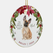 Merry kerst French Bulldog | Foto van uw hond Keramisch Ornament (Rechts)