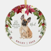 Merry kerst French Bulldog | Foto van uw hond Keramisch Ornament (Voorkant)
