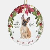 Merry kerst French Bulldog | Foto van uw hond Keramisch Ornament (Links)