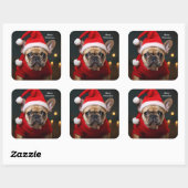 Merry kerst French Bulldog Vierkante Sticker (Vel)
