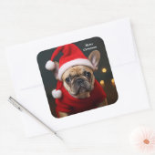 Merry kerst French Bulldog Vierkante Sticker (Envelop)