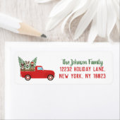 Merry kerst French Bulldogs Red Pickup Truck Etiket (Insitu)