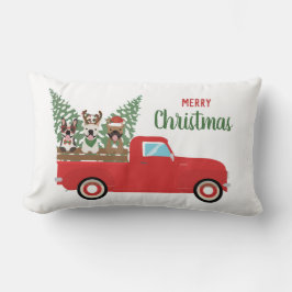 Merry kerst French Bulldogs Red Pickup Truck Kussen