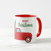 Merry kerst French Bulldogs Red Pickup Truck Mok (Voorkant rechts)