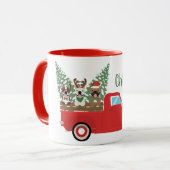 Merry kerst French Bulldogs Red Pickup Truck Mok (Voorkant links)