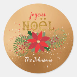 Merry kerst French Golden Glass Glitter Ronde Sticker