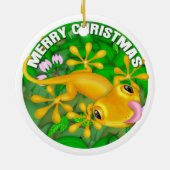 Merry kerst gele hagedis keramisch ornament (Achterkant)