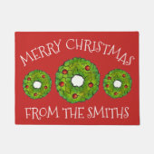 Merry kerst - Gepersonaliseerd Holly Wreath Holida Deurmat (Voorkant)