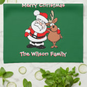 Merry kerst - Gepersonaliseerde Groene Tea Theedoek (Gevouwen)
