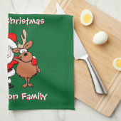 Merry kerst - Gepersonaliseerde Groene Tea Theedoek (Quarter Fold)