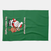 Merry kerst - Gepersonaliseerde Groene Tea Theedoek (Horizontaal)
