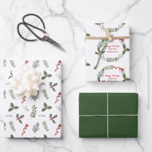 Merry kerst - Gepersonaliseerde Holiday Greenery Inpakpapier Vel