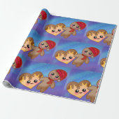 Merry kerst Ginger Breadman Heart Cookie Cadeaupapier (Uitgerold)