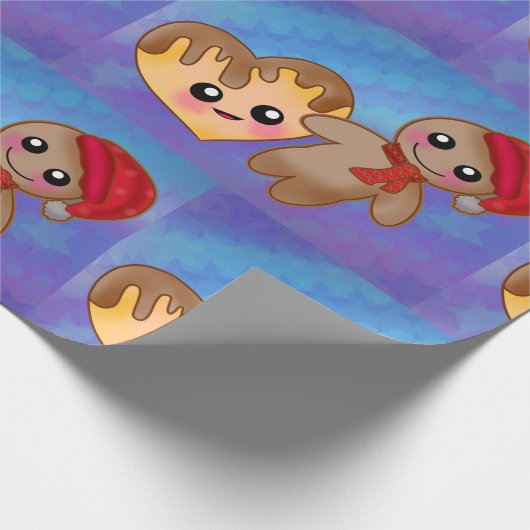 Merry kerst Ginger Breadman Heart Cookie Cadeaupapier (Hoek)