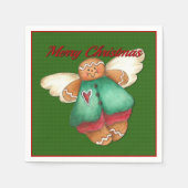 Merry kerst Gingerbrood Angel Green Napkins Servetten (Voorkant)