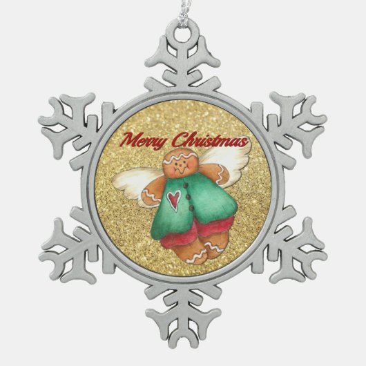 Merry kerst Gingerbrood Angel Ornament (Voorkant)