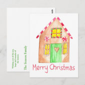 Merry kerst Gingerbrood Briefkaart (Voorkant / Achterkant)