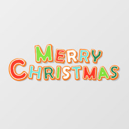 Merry kerst Gingerbrood Cookie Font Bakery Raamsticker