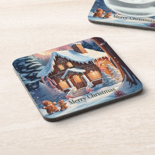 Merry kerst Gingerbrood House Bier Onderzetter (Linkerzijde)