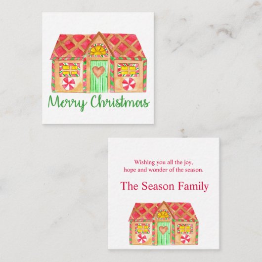 Merry kerst Gingerbrood house Informatiekaartje (Voorkant / Achterkant)
