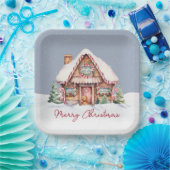 Merry kerst Gingerbrood House Papieren Bordje (Feest)