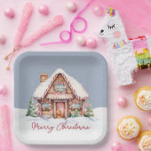 Merry kerst Gingerbrood House Papieren Bordje (Feest)