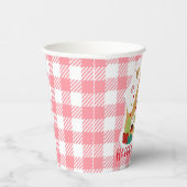 Merry kerst Gingerbrood House Pink Gingham Papieren Bekers (Rechts)