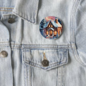 Merry kerst Gingerbrood House Ronde Button 5,7 Cm (In situ)