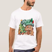 Merry kerst Gingerbrood House T-shirt (Voorkant)