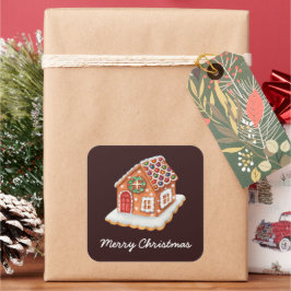 Merry kerst Gingerbrood House Vierkante Sticker