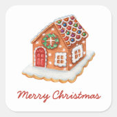 Merry kerst Gingerbrood House Vierkante Sticker (Voorkant)